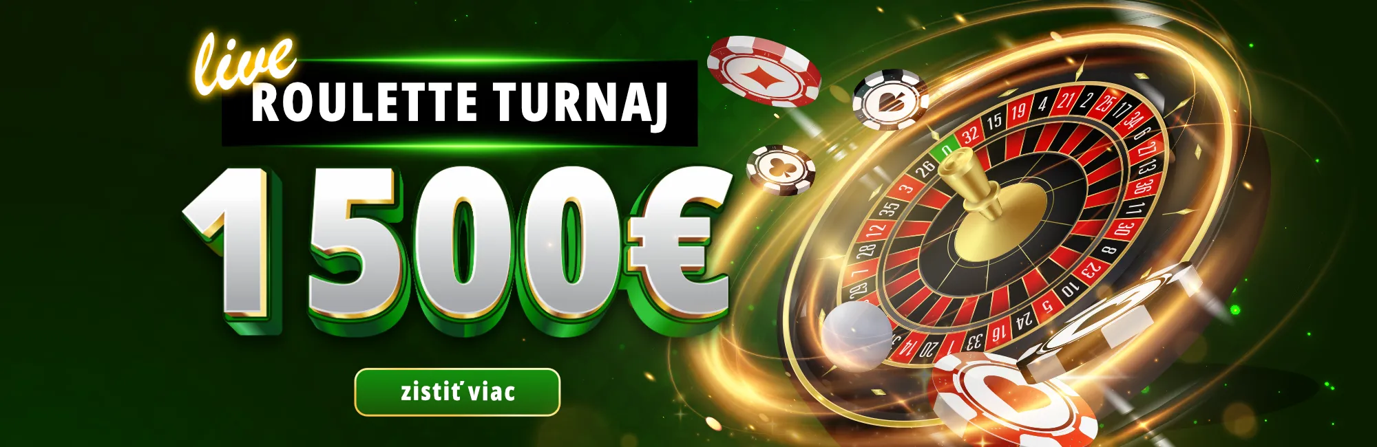 LIVE CASINO Roulette turnaj o 1 500€