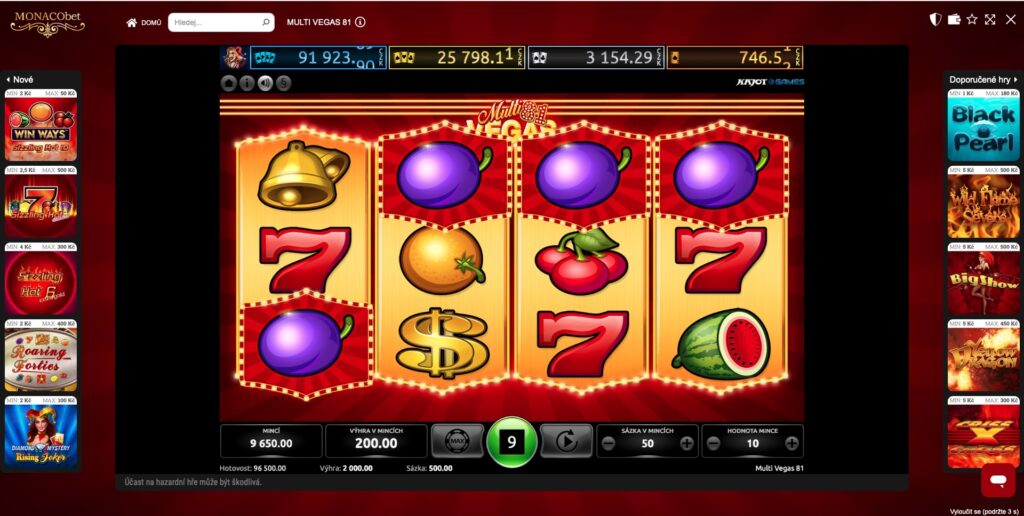 Výherní kombinace švestek v online automatu Multi Vegas 81 od Kajot Games